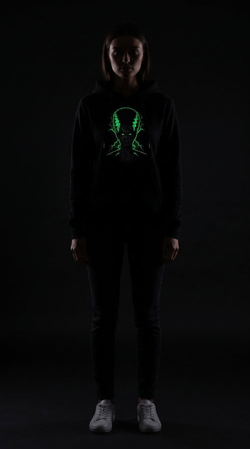 Electra Bride – Damen Hoodie mit Glow-in-the-Dark Stickerei